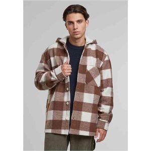 Urban Classics - Big Check Jacket - Overgangsjas - Whitesand/Lightrust - Lichtgewicht Polyester, Capuchon