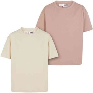 Urban Classics - Oversized Boyfriend 2-Pack Kinder T-shirt - Kids 110 116 - Beige Roze