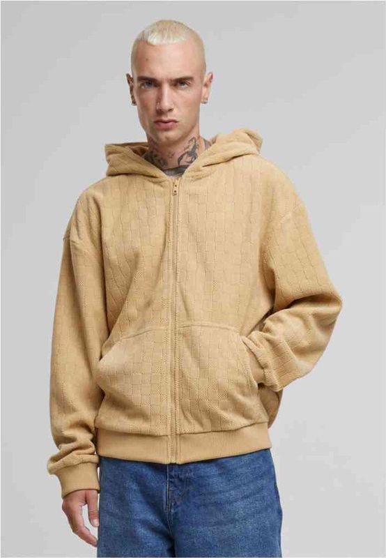 Urban Classics - Jaquard Velvet Vest met capuchon - Beige