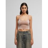 Urban Classics - Damestanktop - Duskroos - Korte Fluwelen Top - Buikvrij