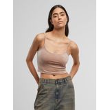 Urban Classics - Damestanktop - Duskroos - Korte Fluwelen Top - Buikvrij