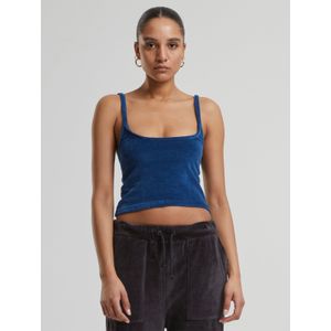 Urban Classics - Débardeur court - Velours - Blauw - Dames