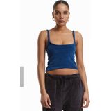 Urban Classics - Débardeur court - Velours - Blauw - Dames