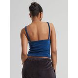 Urban Classics - Débardeur court - Velours - Blauw - Dames