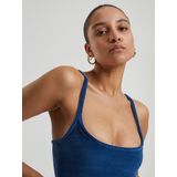 Urban Classics - Débardeur court - Velours - Blauw - Dames