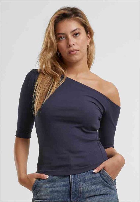 Urban Classics - Organic Asymmetric Rib - Dames T-shirt - Longsleeve