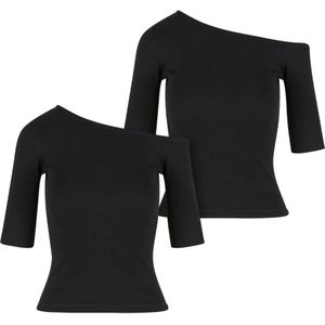 URBAN CLASSICS T-Shirt "Urban Classics Ladies Organic Asymmetric Rib Tee 2-Pack", (1 tlg.)