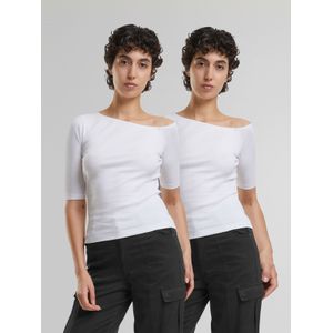 Urban Classics Ladies Organic Asymmetric Rib 2 Pack T-Shirt