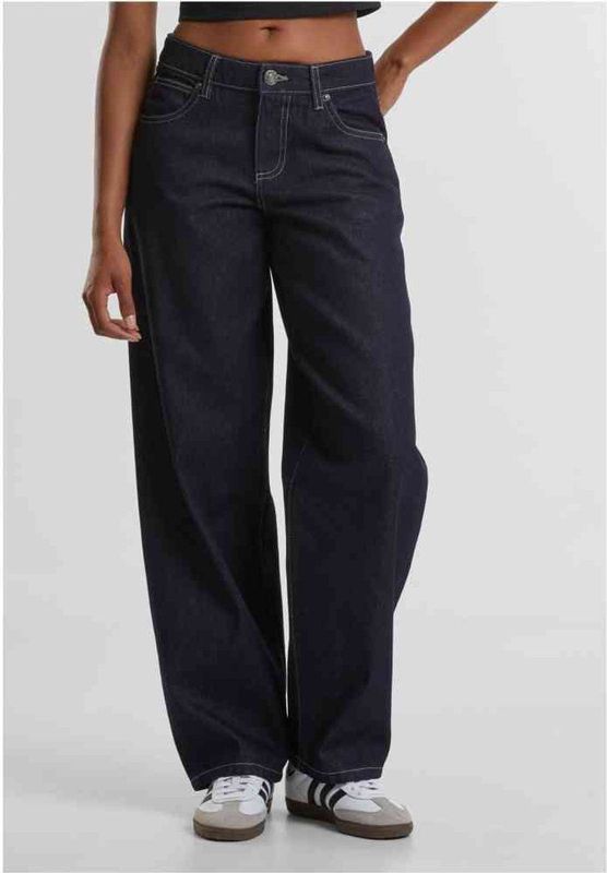 Urban Classics - Jean - Rinse Washed - Pantalon - Dames - Taille Middel - Jambe Breed