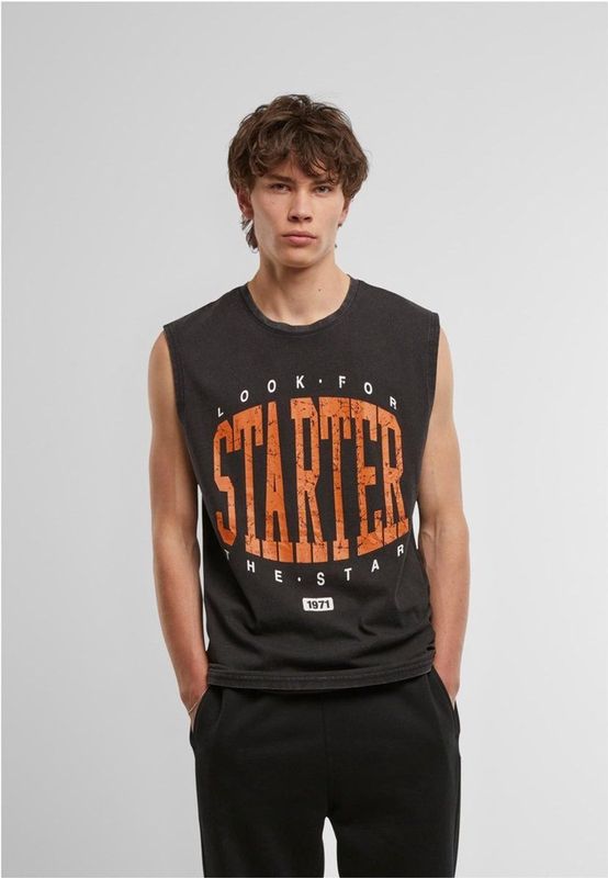 STARTER BLACK LABEL - Mouwloos T-shirt - Zwart - Katoen