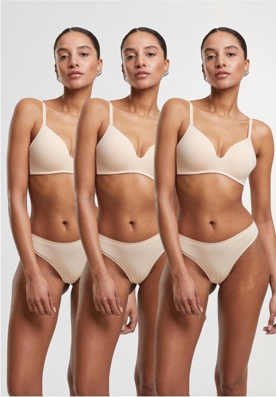 Urban Classics - Bonded Tanga - String - Beige - 3-Pack van 90% Nylon en 10% Elastaan