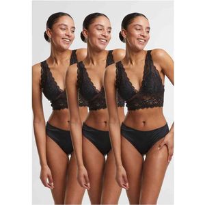 Urban Classics - Lace Brazilian 3-Pack - String - Zwart/Wit