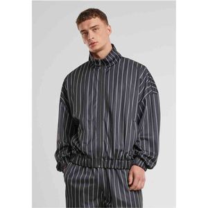 Urban Classics - Pinstripe Trackjack - Trainingsjack - Zwart/Wit - Polyester