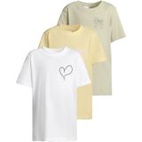 Urban Classics Uck7916b T-shirt 3-pack korte mouwen Bow & Butterfly & Heart T-shirt, wit + softsala + zacht geel, 110 cm-116 cm voor meisjes en jongens, wit+zachte zalf+zacht geel, 110-116
