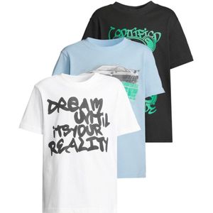 Urban Classics - Uck7905b - T-shirt - Zwart/Wit/Baltisch Blauw - 3-Pack Korte Mouwen