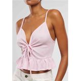 Urban Classics - Waffle Pique Ruffle Top - Roze - Crop Top