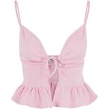 Urban Classics - Waffle Pique Ruffle Top - Roze - Crop Top