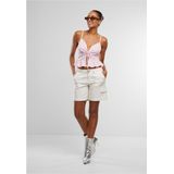 Urban Classics - Waffle Pique Ruffle Top - Roze - Crop Top