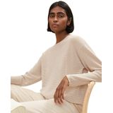 Gebreide Trui - Beige - Met Modieuze Structuur - Lange Mouwen