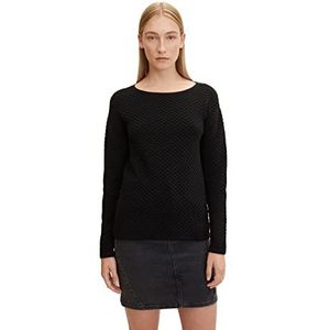 TOM TAILOR Dames Pullover met structuur 1028659, 14482 - Deep Black, XXS