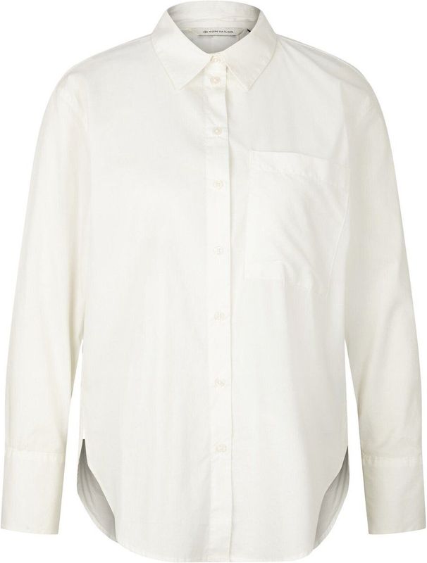 Tom Tailor - POPLIN - Blouse - Wit - Katoen/Polyamide/Elastaan - Relaxed Fit