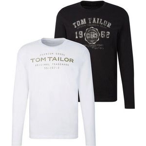 TOM TAILOR Langarmshirt, (Packung, 2 tlg.), mit Logo Print