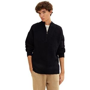 TOM TAILOR Denim Uomini Troyer gebreide trui 1033764, 29999 - Black, XL