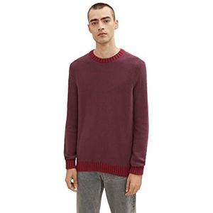 TOM TAILOR Uomini Gebreide trui met structuur 1033678, 30637 - Burgundy Melange Structure, L