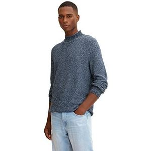 TOM TAILOR Uomini Gebreide trui met rolkraag 1032295, 30423 - Navy White Blue Mouline, M