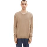 Gebreide Trui - Eenvoudig - Katoen - Met Logo - Lange Mouw - V-hals