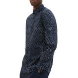 Tom Tailor - Lange mouw overhemd - Heren - L - Blauw - Katoen - 1034897