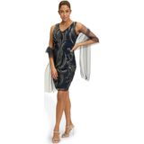 Vera Mont - Geborduurde Etuijurk - Blauw - 4XL