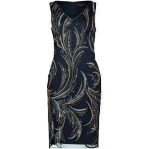 Vera Mont - Geborduurde Etuijurk - Blauw - 4XL