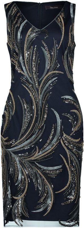 Vera Mont - Geborduurde Etuijurk - Blauw - 4XL