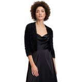 Vera Mont - Bolero - Zwart - Gebreid - 3/4 Mouwen - V-hals met Franjes