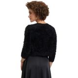 Vera Mont - Bolero - Zwart - Gebreid - 3/4 Mouwen - V-hals met Franjes