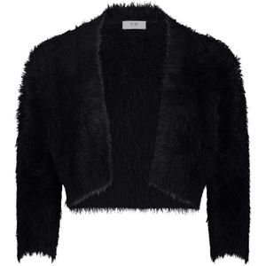 Vera Mont - Bolero - Zwart - Gebreid - 3/4 Mouwen - V-hals met Franjes