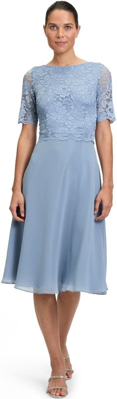 Cocktailjurk - Effen - Chiffon - Ronde Hals - 3/4 Lengte - Halve Mouw