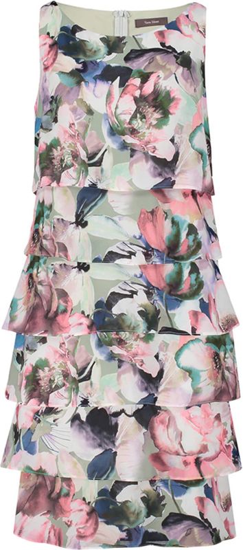Vera Mont Jurk - Mouwloos met Bloemenprint in Pasteltinten