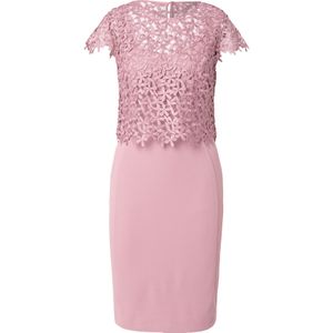 Vera Mont - Cocktailjurk - Lichtroze - Crêpe - Getailleerd, Ronde Hals, Kwartmouw