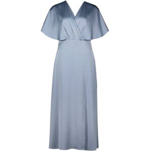 Vera Mont Cocktailjurk - Blauw met Uitlopende Rok en V-hals