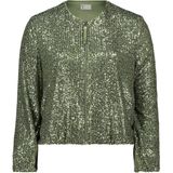 Vera Mont - Blouson Jas - Groen - Pailletten - Ronde Hals - Lange Mouwen