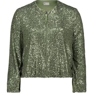 Vera Mont - Blouson Jas - Groen - Pailletten - Ronde Hals - Lange Mouwen