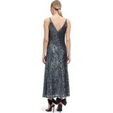 Jurk - Effen - Uitgesneden Rug - V-hals - Spaghettibandjes - Glitterend