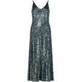 Jurk - Effen - Uitgesneden Rug - V-hals - Spaghettibandjes - Glitterend