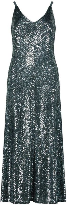 Jurk - Effen - Uitgesneden Rug - V-hals - Spaghettibandjes - Glitterend