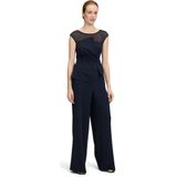 Vera Mont - Jumpsuit - Blauw - Mouwloos - Peplum Detail - Luxe Crêpestof