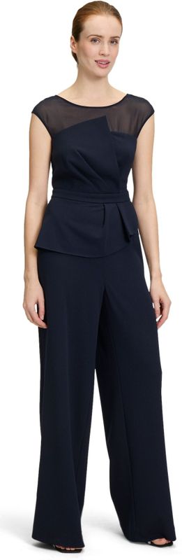 Vera Mont - Jumpsuit - Blauw - Mouwloos - Peplum Detail - Luxe Crêpestof