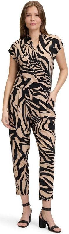 Betty Barclay - Jumpsuit - Zwart - Met Zakken in Dierenontwerp