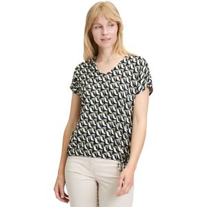 Betty Barclay - Shirt - Crème/Groen - V-hals - Kwartmouw - Normale Pasvorm